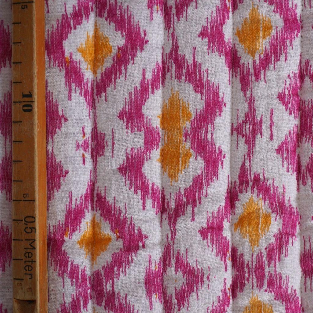 Musselin Stepper Doubleface Blüten Rauten pink orange